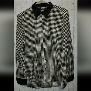 Ralph Lauren Houndstooth Buttondown Blouse size Medium